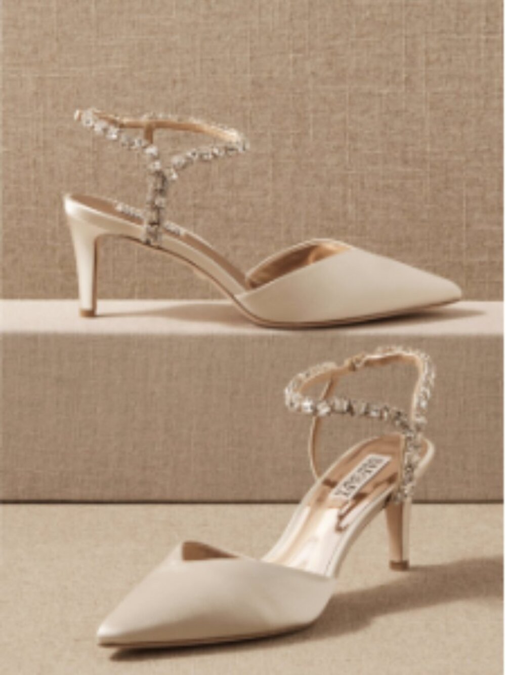 NWT Badgley Mischka Crystal Ivory Heels
